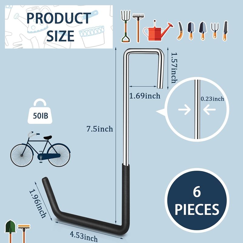 6 Pack Heavy Duty Rafter Hooks - Cycling Gear Hanger review and price